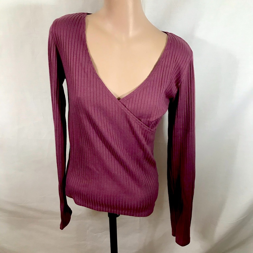 Cape Juby dusty rose colored wrap long sleeved top